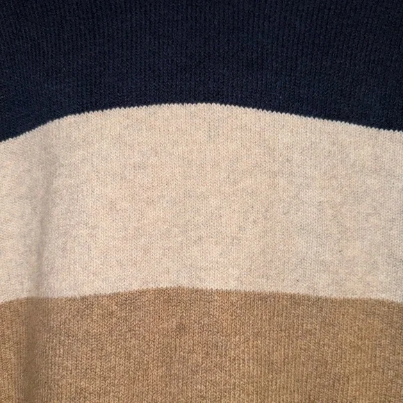 NEW Goodfellow Color-block Hoodie Sweater Blue, Cream & Tan Dapper Brown NWT - Picture 6 of 11